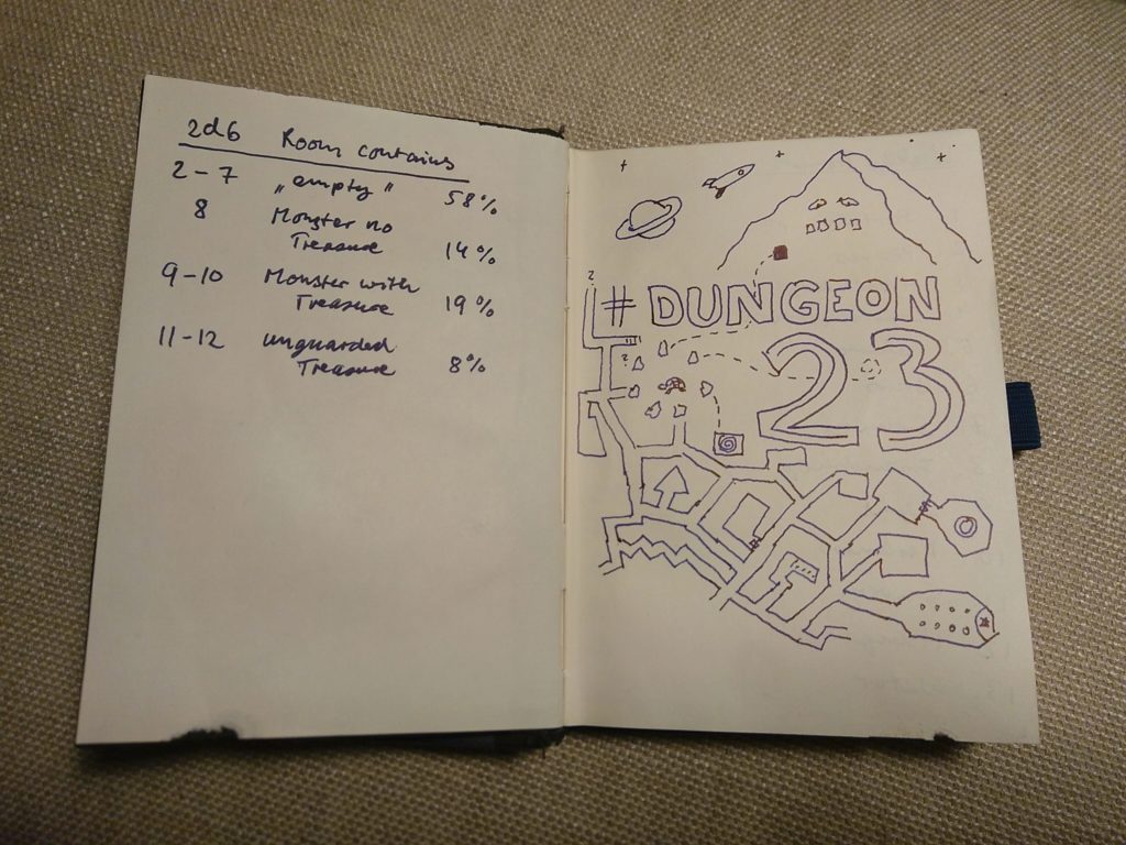 Photograph of my dungeon23 notebook