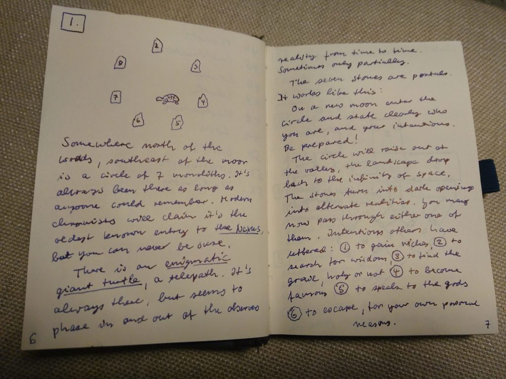 Pages 6 and 7 of my dungeon23 notebook
